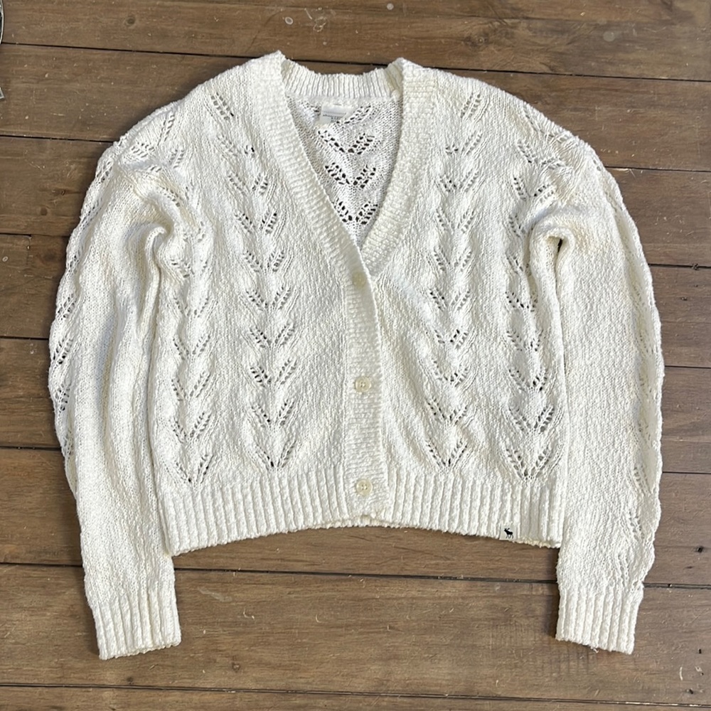 Abercrombie kids off white lightweight cardigan, 11-12